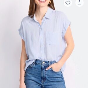 Women's Light Blue Button-Up Shirt